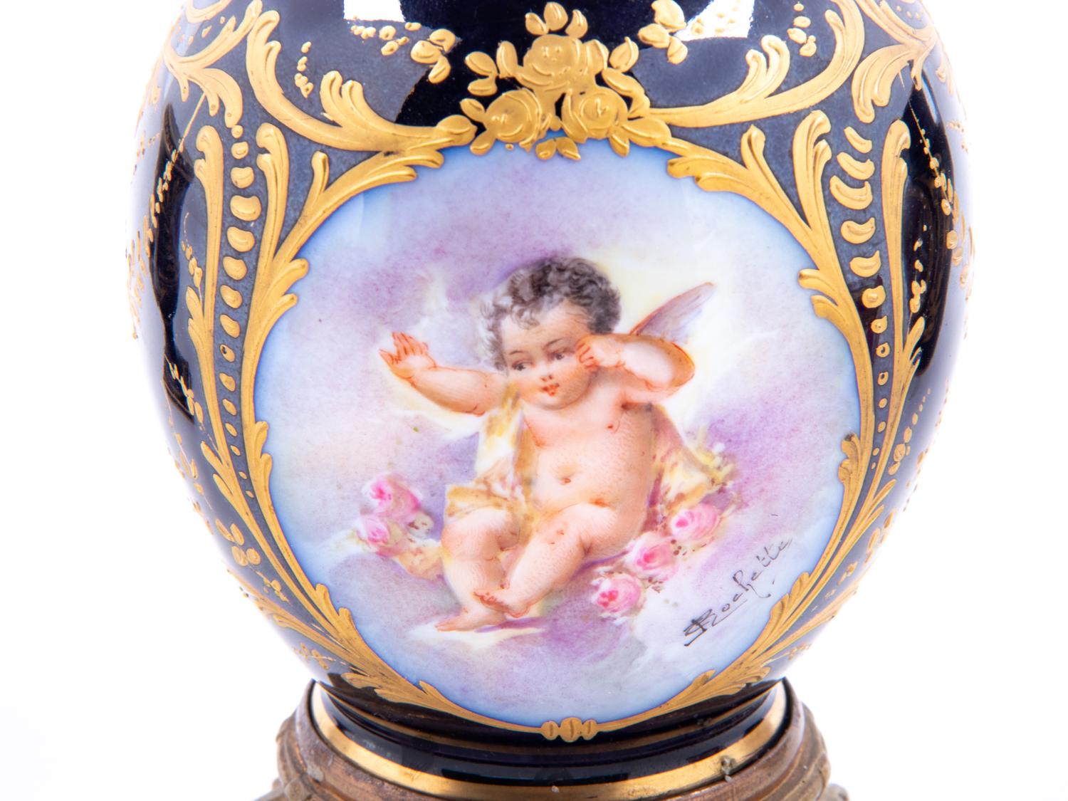 Three Sèvres Style Painted and Parcel Gilt Porcelain Articles