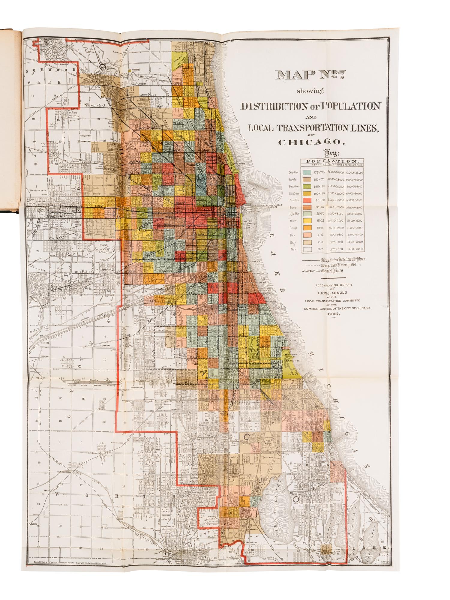 [CHICAGO]. ARNOLD, Bion J. (1861-1942). Cover title: Maps on the Chicago Transportation Problem . Chicago: n.p., 1902.