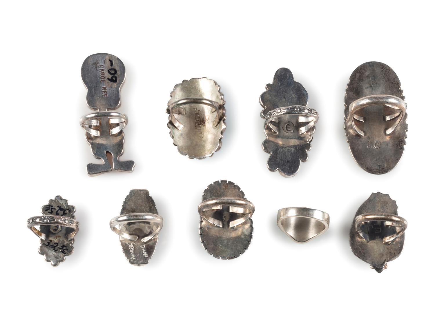 Navajo, Zuni, and Southwestern-style Silver Rings, with Inlay