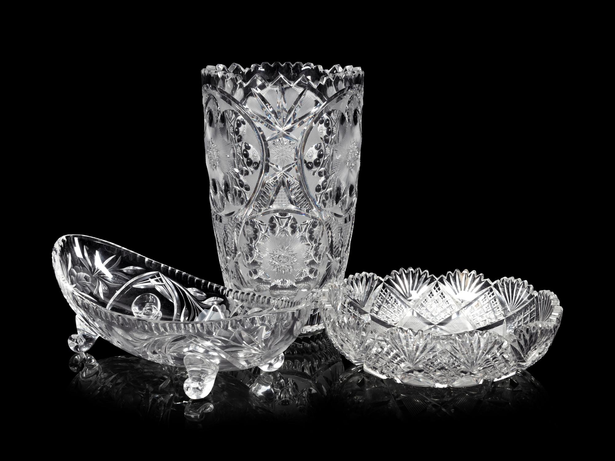 A Group of Nine Cut Glass Articles