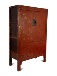A Chinese Red Lacquer and Parcel Gilt Cabinet — 19TH/20TH CENTURY