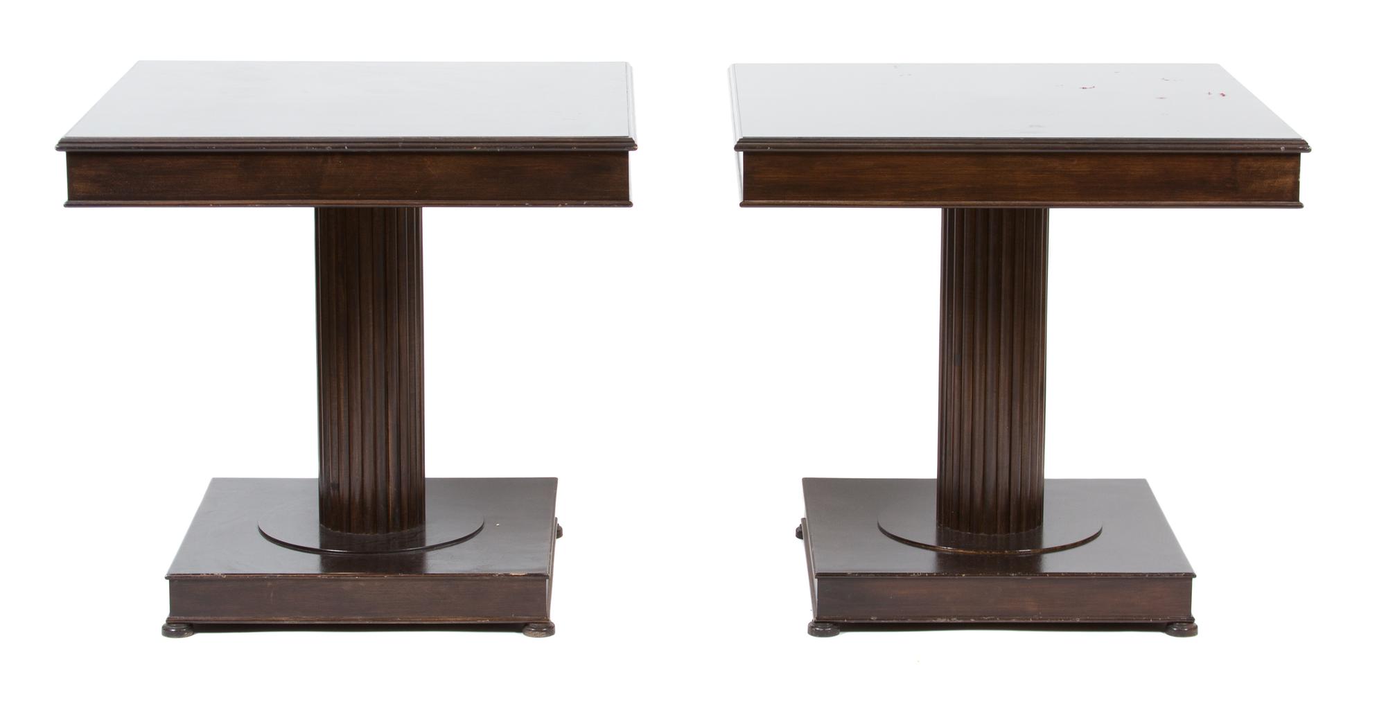 A Pair of Georgian Style III Mahogany Side Tables Height 30 x width 32 x depth 32 inches. — 20TH CENTURY