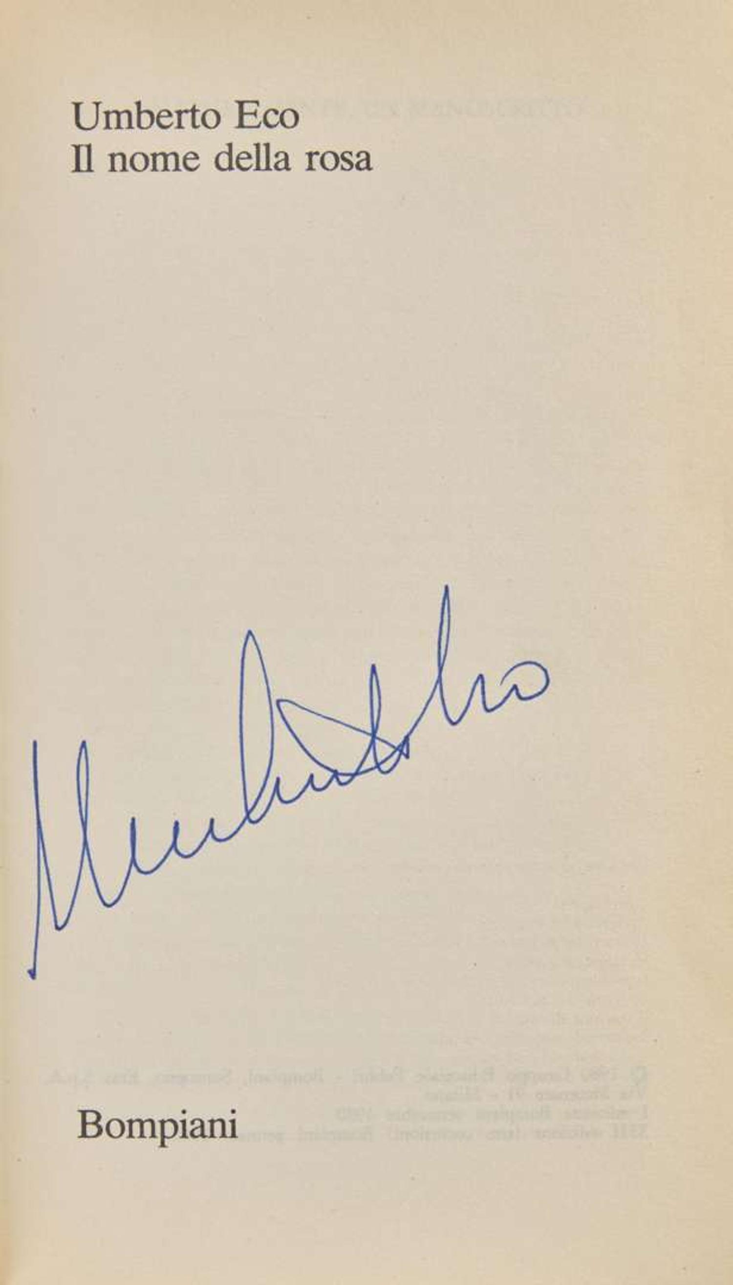 [Literature] Eco, Umberto: Group of 7 Signed Novels, Including 6 First Editions