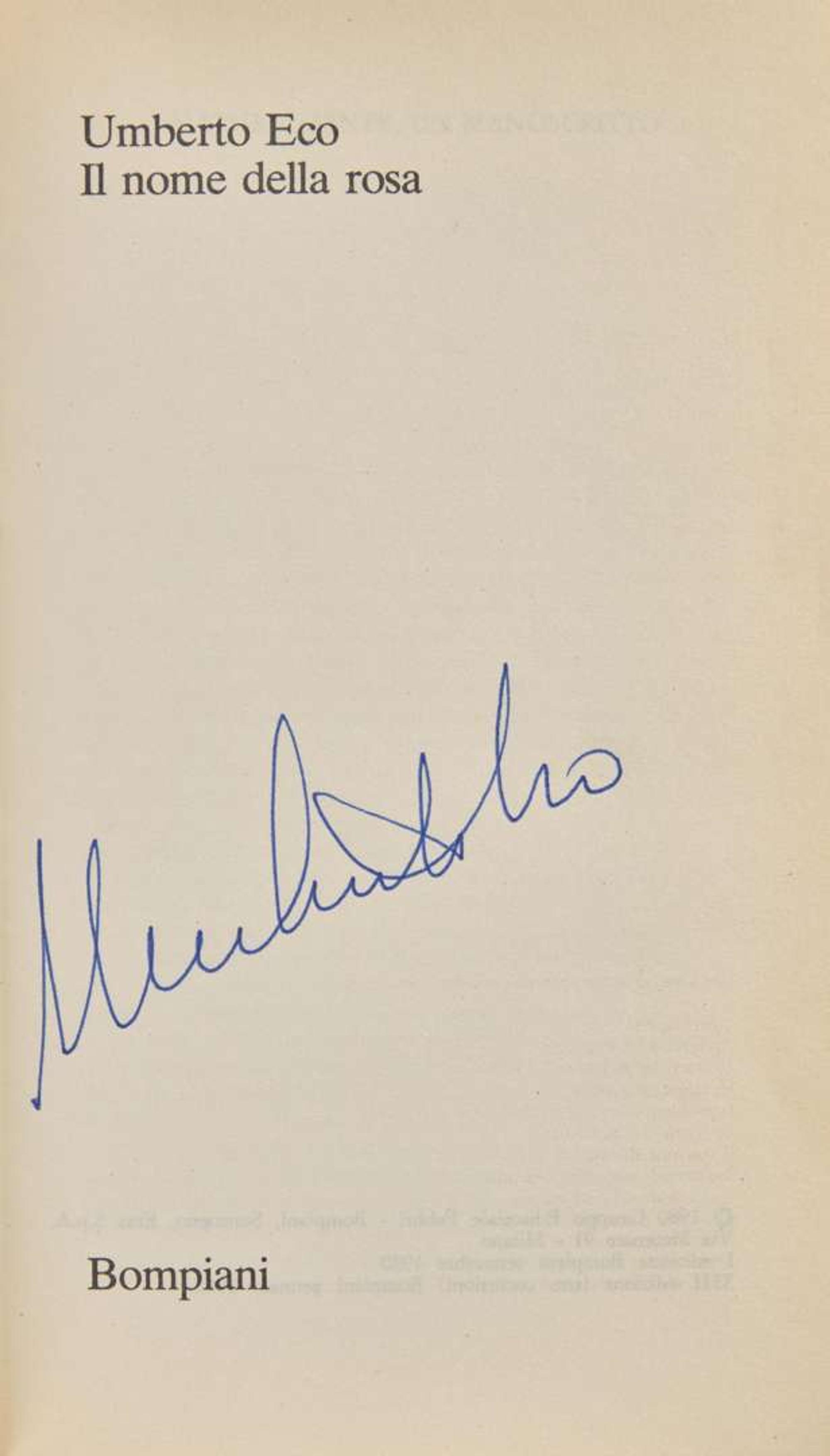 [Literature] Eco, Umberto: Group of 7 Signed Novels, Including 6 First Editions
