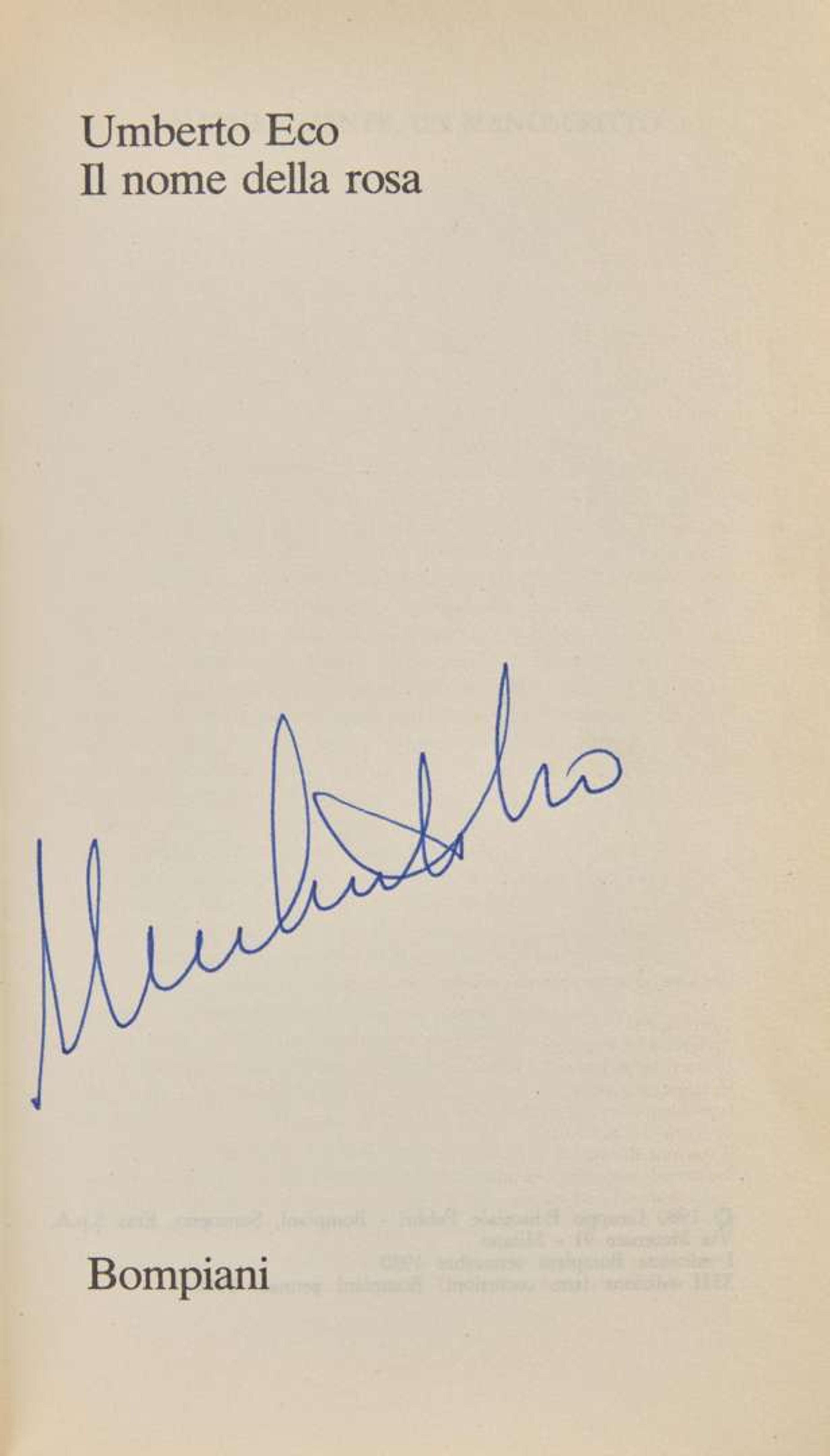 [Literature] Eco, Umberto: Group of 7 Signed Novels, Including 6 First Editions