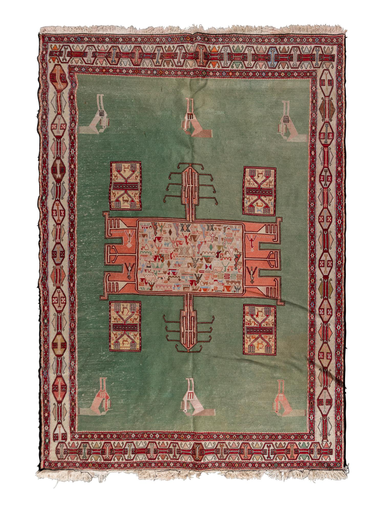 A Soumak Silk and Wool Blend Rug