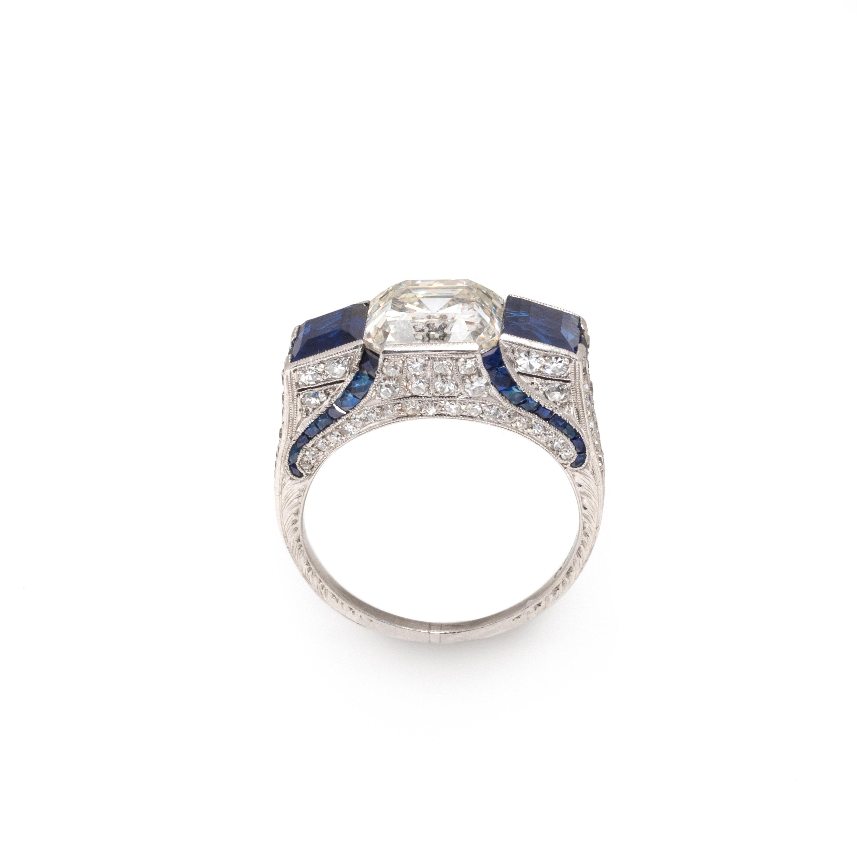 ART DECO, DIAMOND AND SAPPHIRE RING