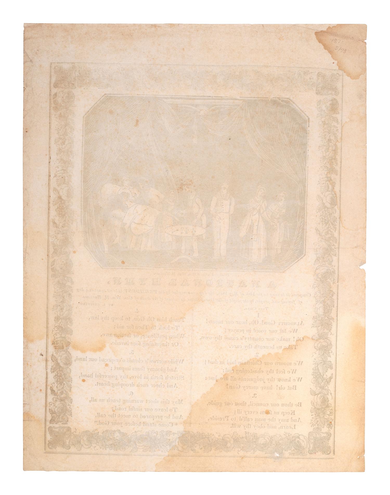 [HARRISON, William Henry]. Folk art memorials to William Henry Harrison, comprising: