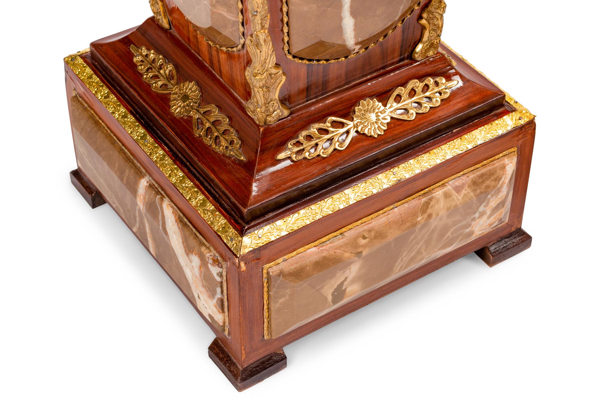 A Pair of Louis XVI Style Gilt Bronze Mounted Marble Pedestals