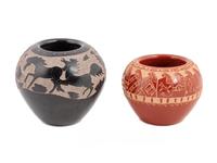 Miniature Sgraffito Pottery Jars