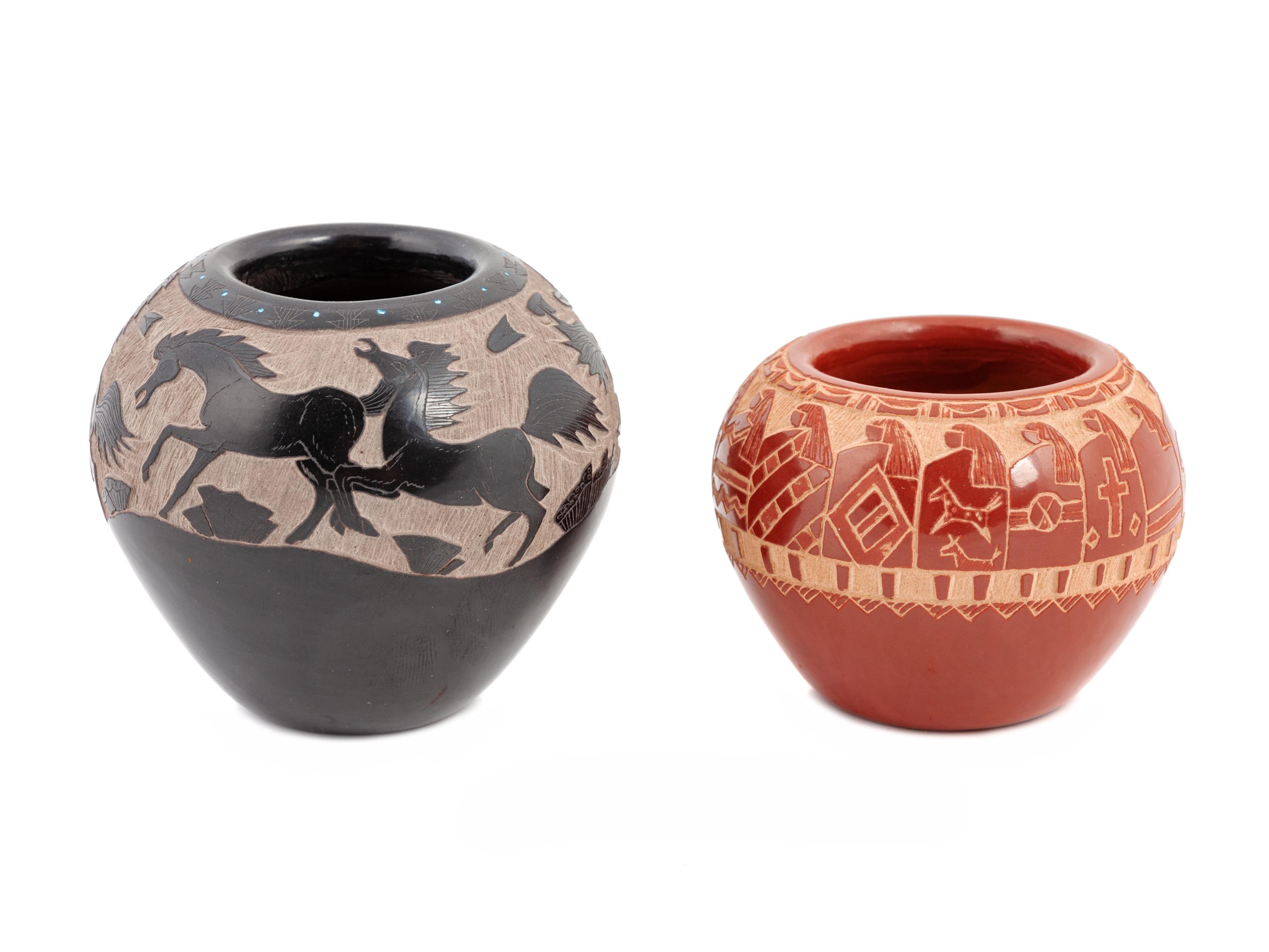 Miniature Sgraffito Pottery Jars