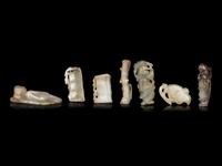 Seven Chinese Celadon Jade Carvings