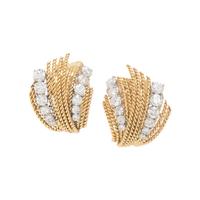 Van Cleef & Arpels, Yellow Gold and Diamond Spray Earrings