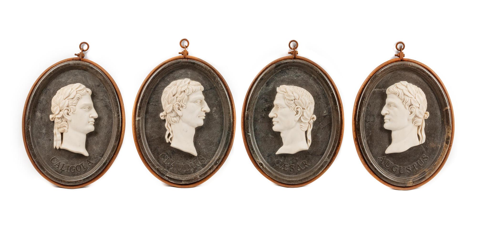 A Set of Four Italian Marble Relief Plaques