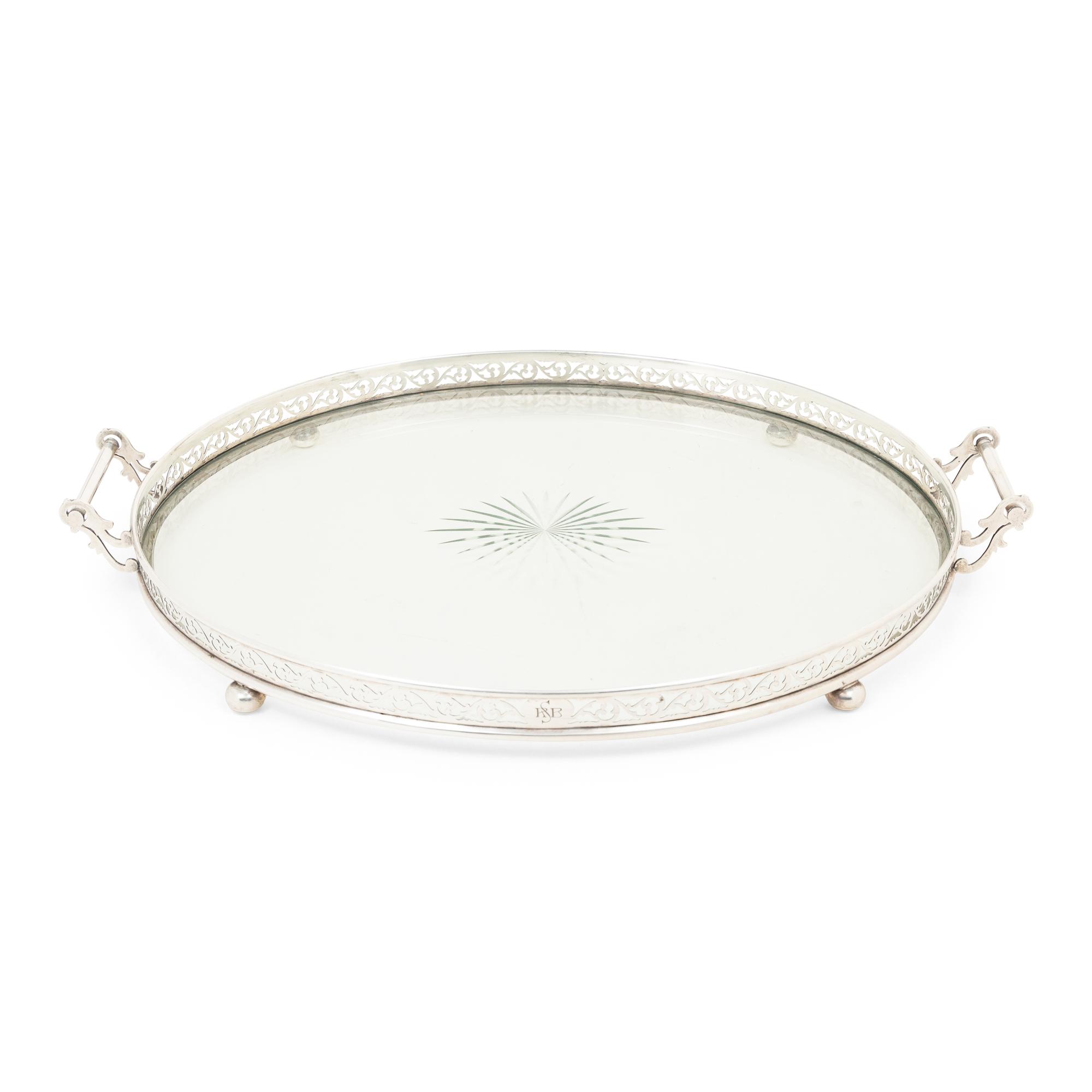 An American Silver Mounted Cut Glass Tray