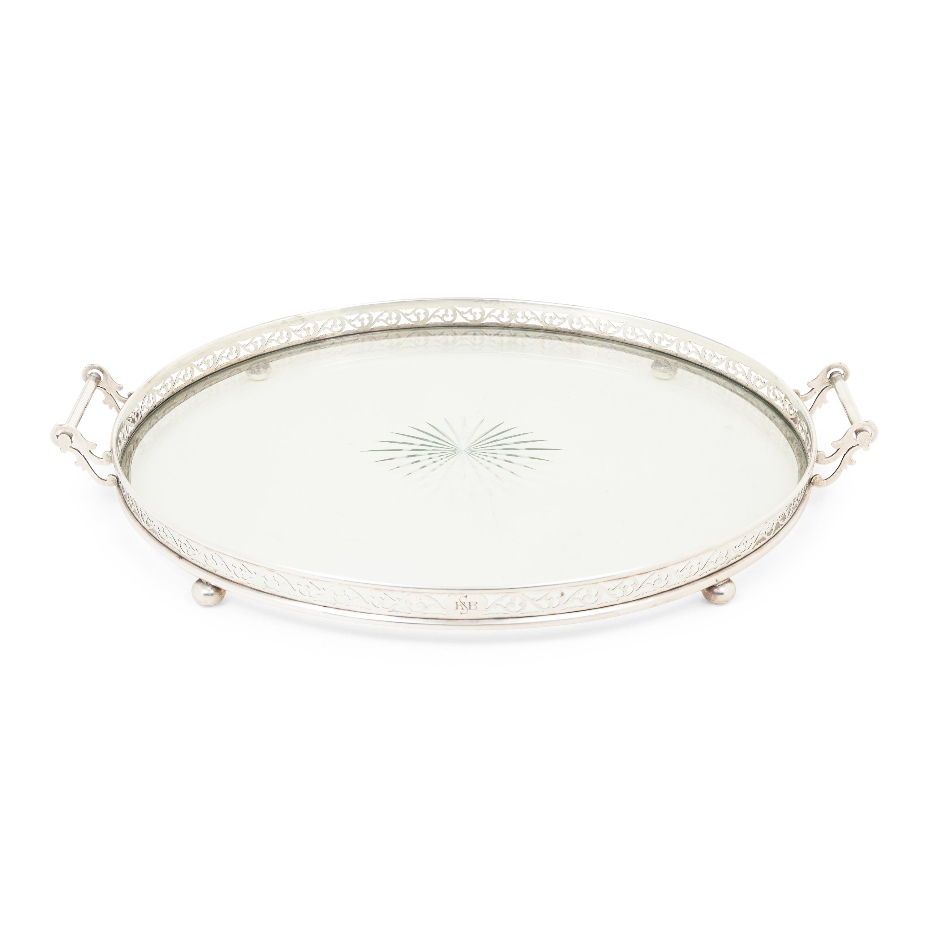 An American Silver Mounted Cut Glass Tray