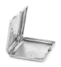 A Russian Silver and Emerald-Inset Cigarette Case