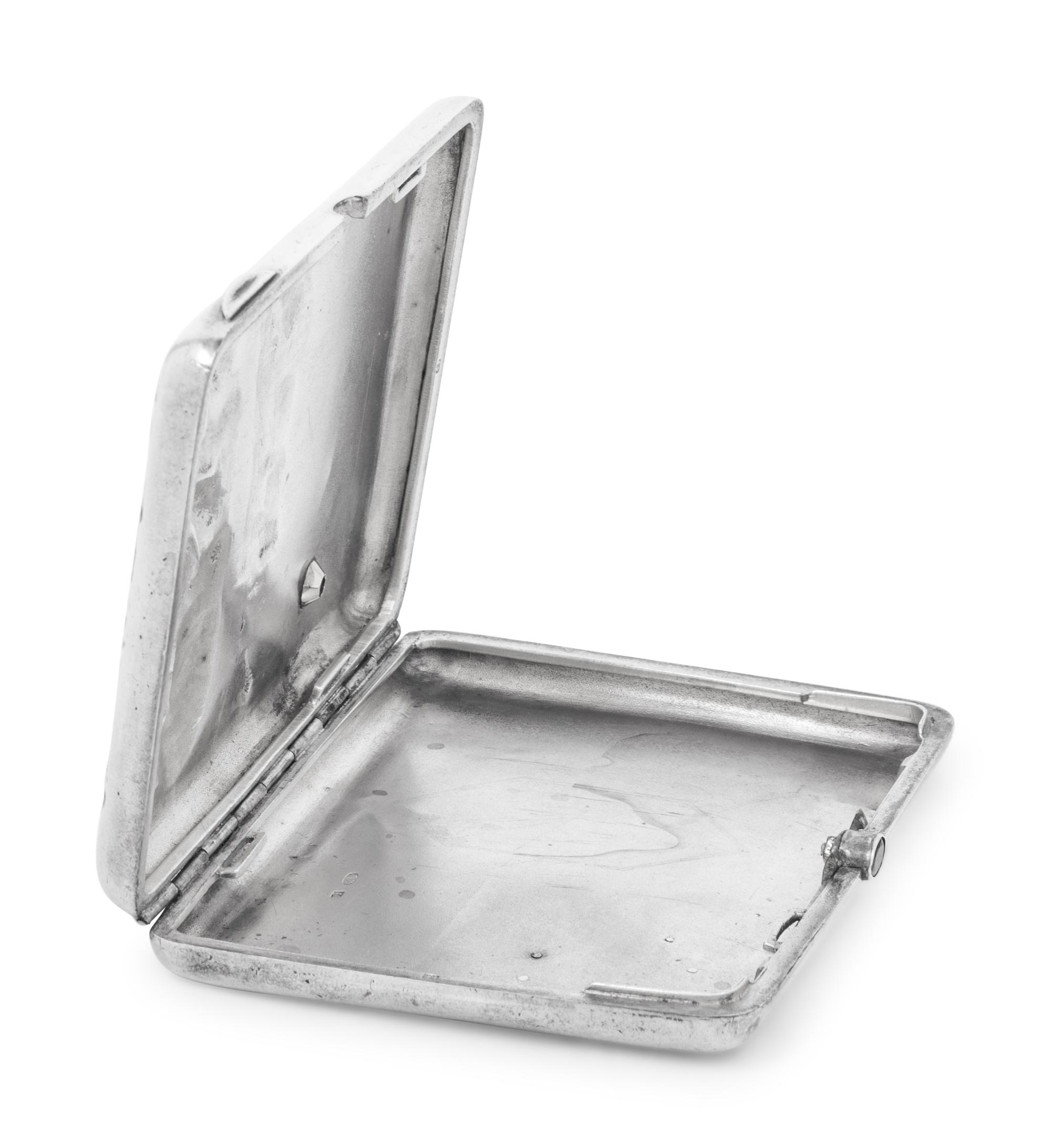 A Russian Silver and Emerald-Inset Cigarette Case