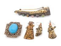 Five Chinese Silver Jewelry