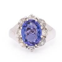 Tanzanite, Diamond, and White Gold Ring