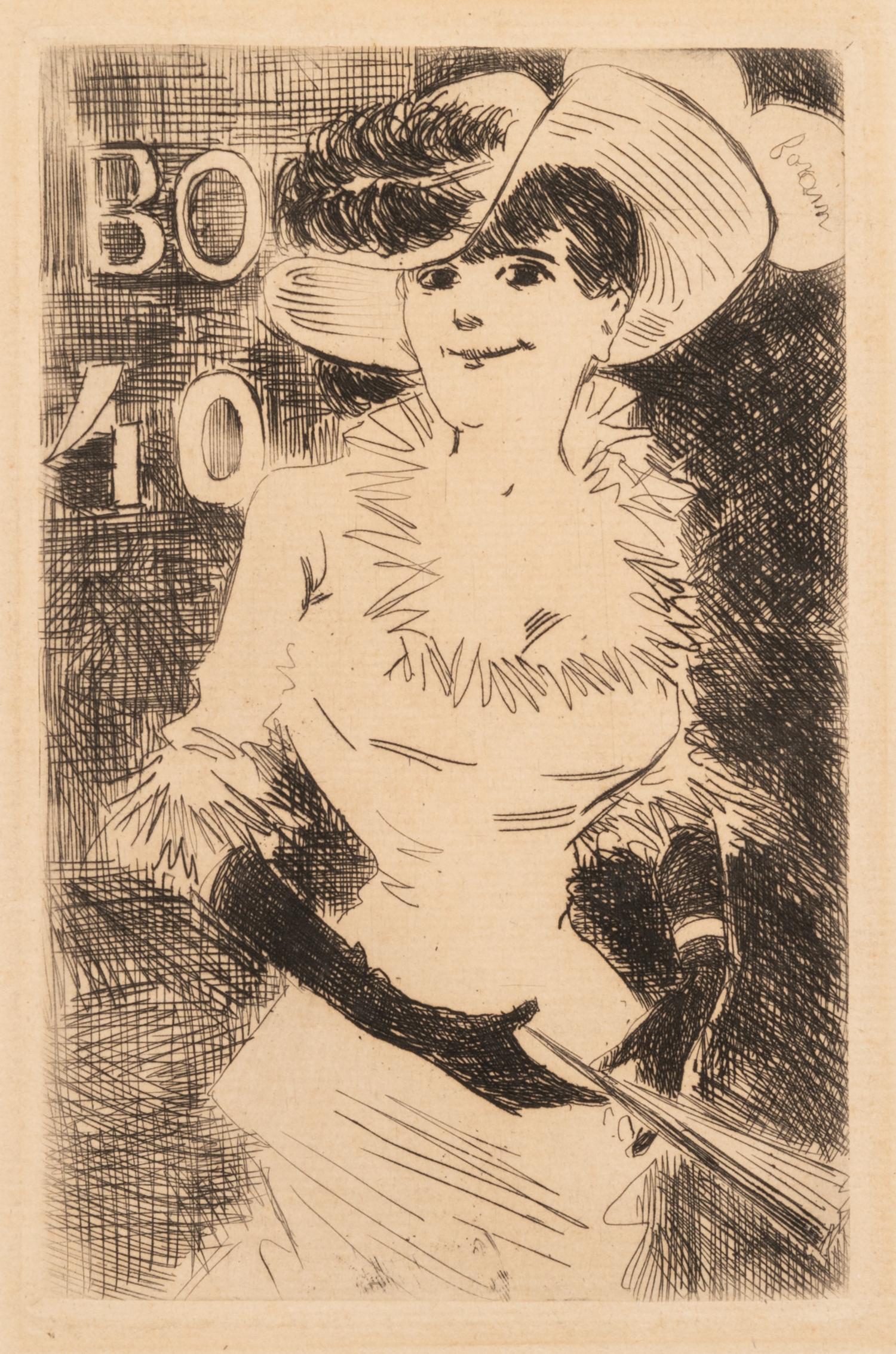 Jean-Louis Forain, (French, 1852-1931), A group of four works: Woman with a Candle, Woman with Fan, Untitled, and Untitled