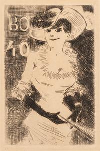 Jean-Louis Forain, (French, 1852-1931), A group of four works: Woman with a Candle, Woman with Fan, Untitled, and Untitled