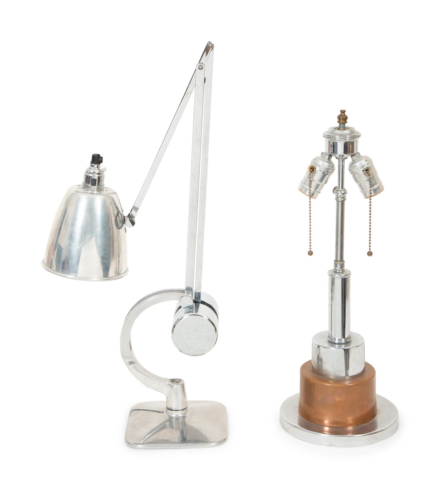 An Art Deco Hadrill and Horstman Counterbalance Table Lamp and Associated Lamp