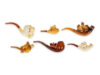 A Group of Six Carved Meerschaum Pipes