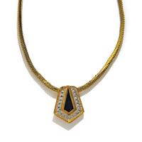 YELLOW GOLD, ONYX, AND DIAMOND NECKLACE