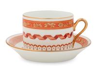 A Set of Nine Richard Ginori Porcelain Teacups and Saucers