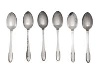 A Set of Six Georg Jensen Beaded Pattern Dessert Spoons