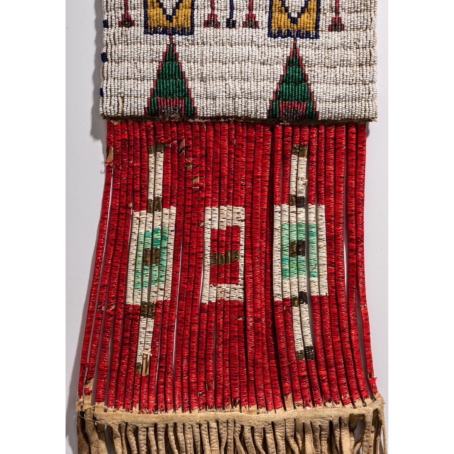 Sioux Beaded Hide Tobacco Bag, with American Flags