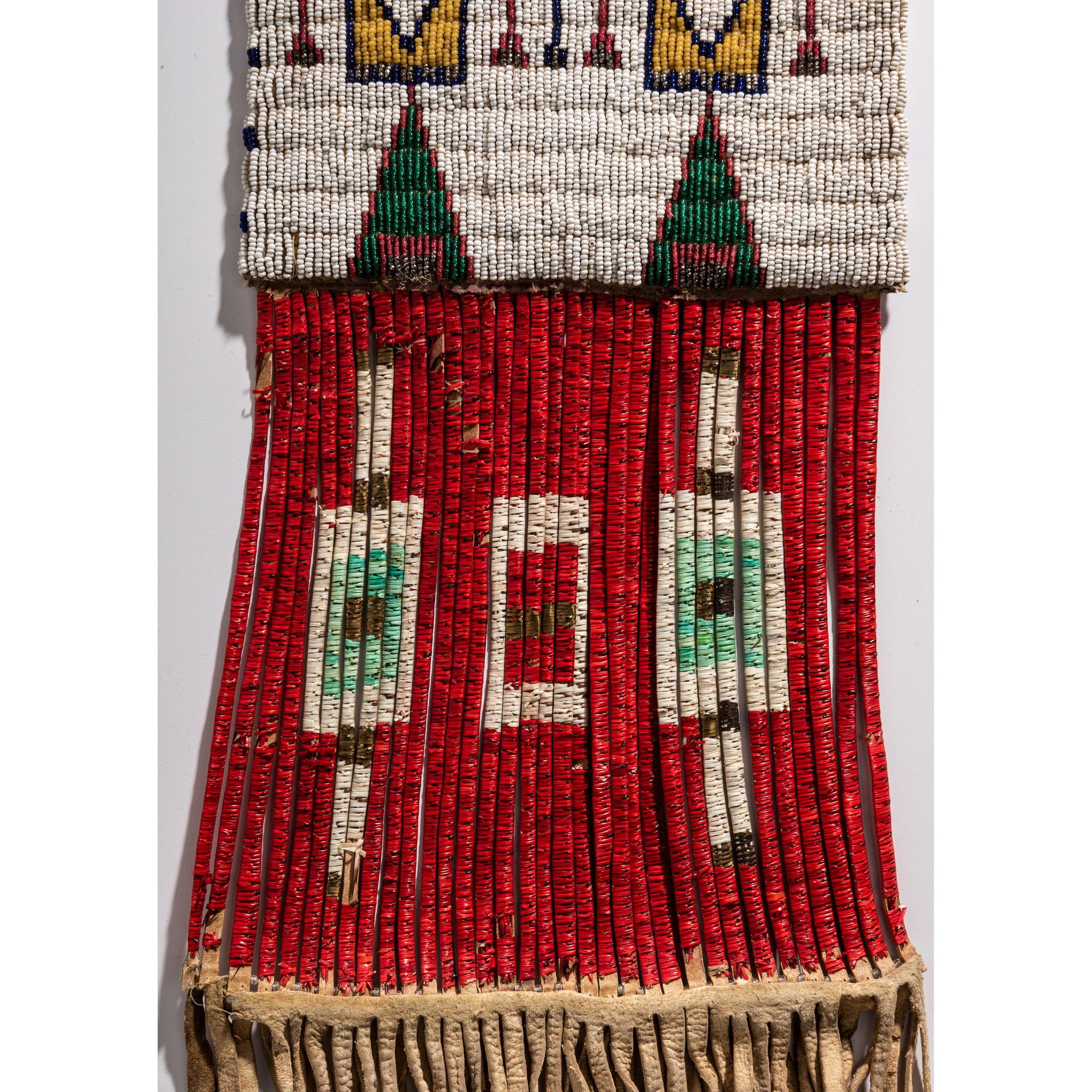 Sioux Beaded Hide Tobacco Bag, with American Flags