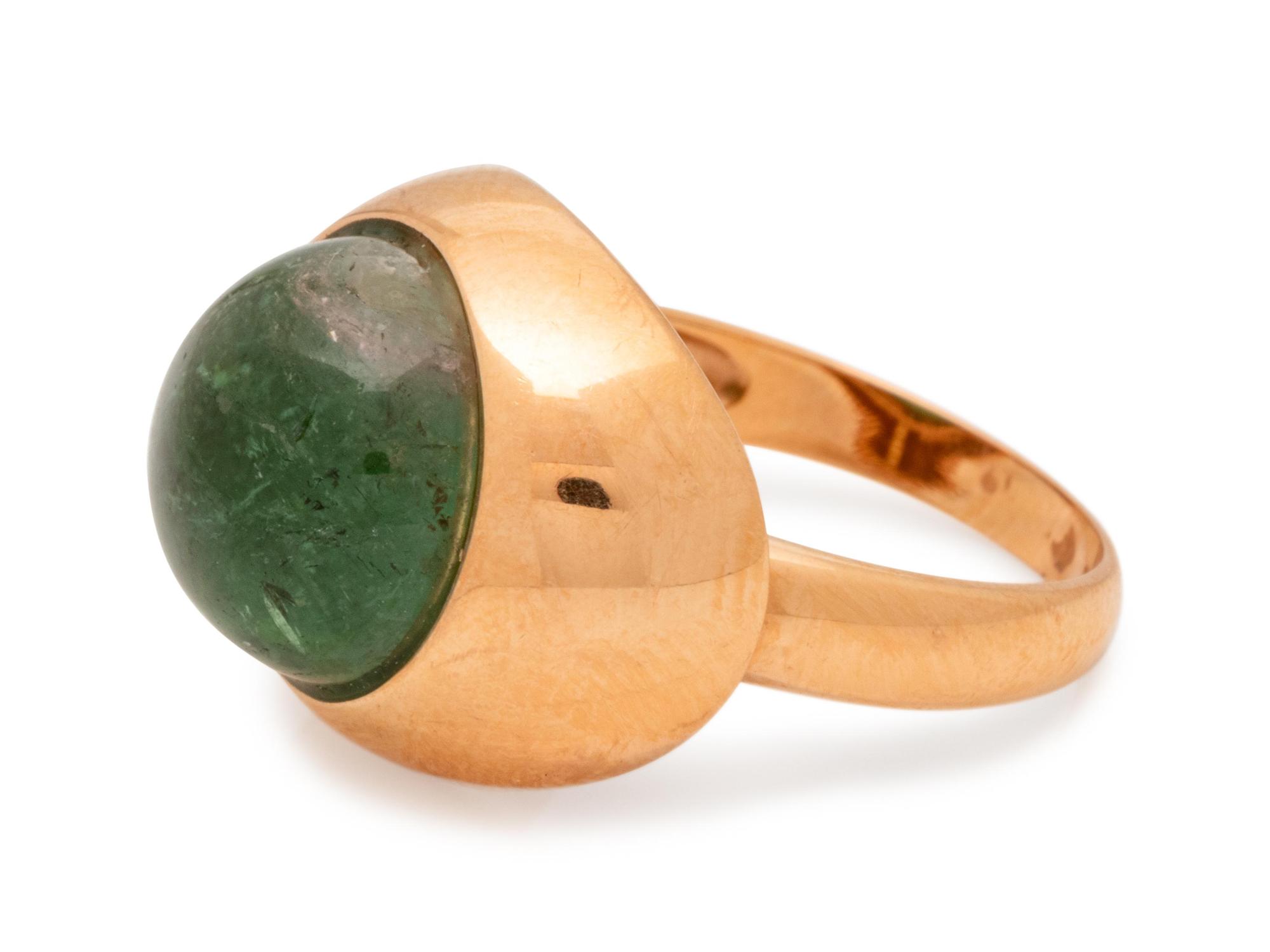 A Yellow Gold and Green Tourmaline Ring, Zoccai,