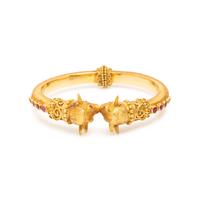 LALAOUNIS, YELLOW GOLD AND RUBY BANGLE BRACELET
