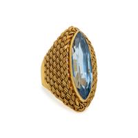 Synthetic Blue Spinel and Yellow Gold Ring