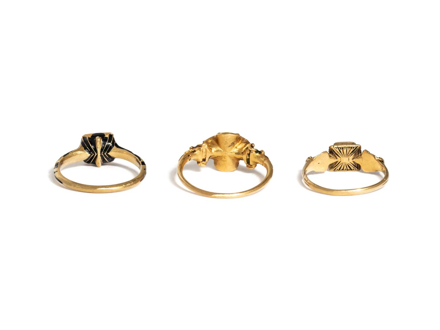 RENAISSANCE REVIVAL, COLLECTION OF YELLOW GOLD RINGS