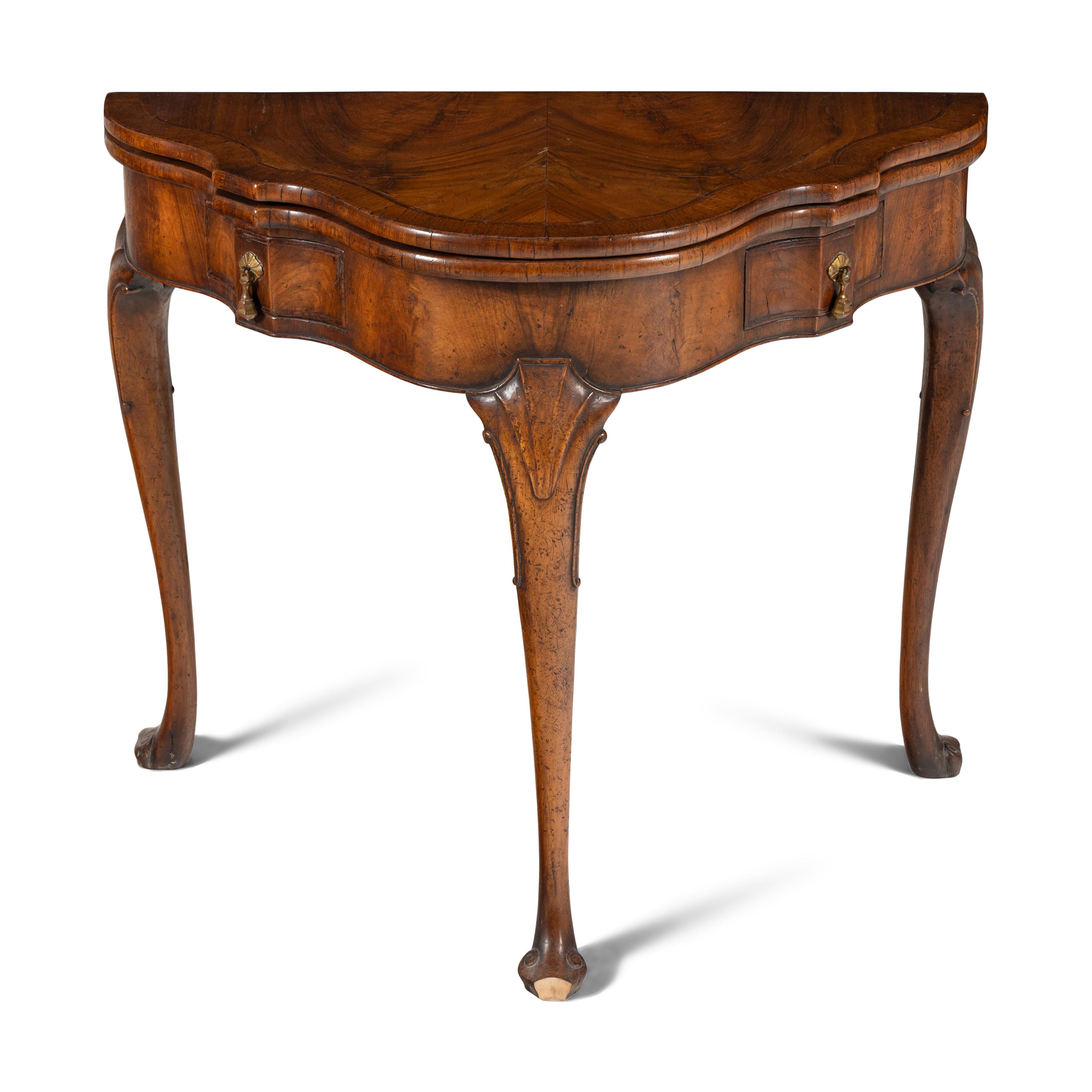 A Dutch Walnut and Needlework Game Table