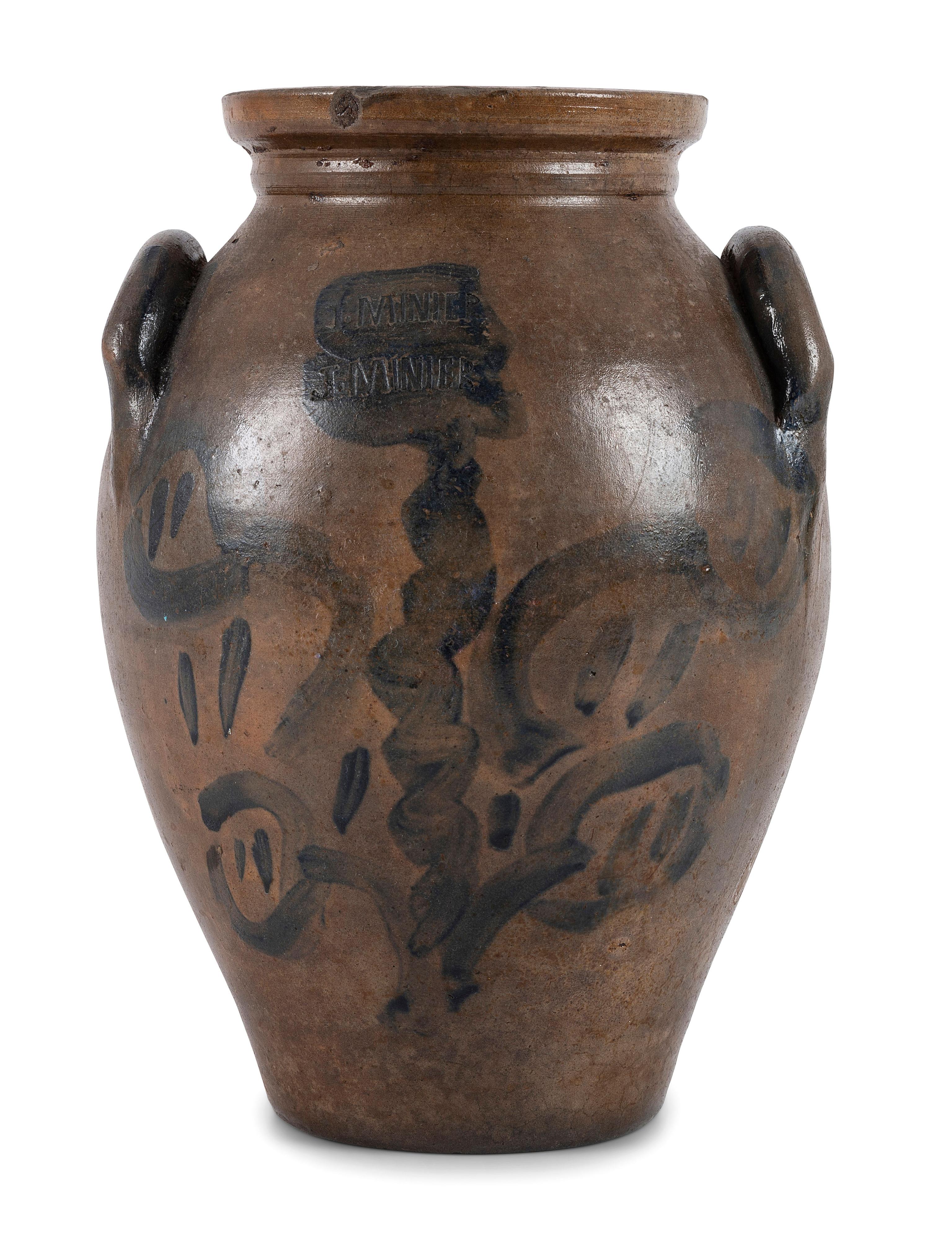 An Ohio Cobalt Decorated Stoneware Crock