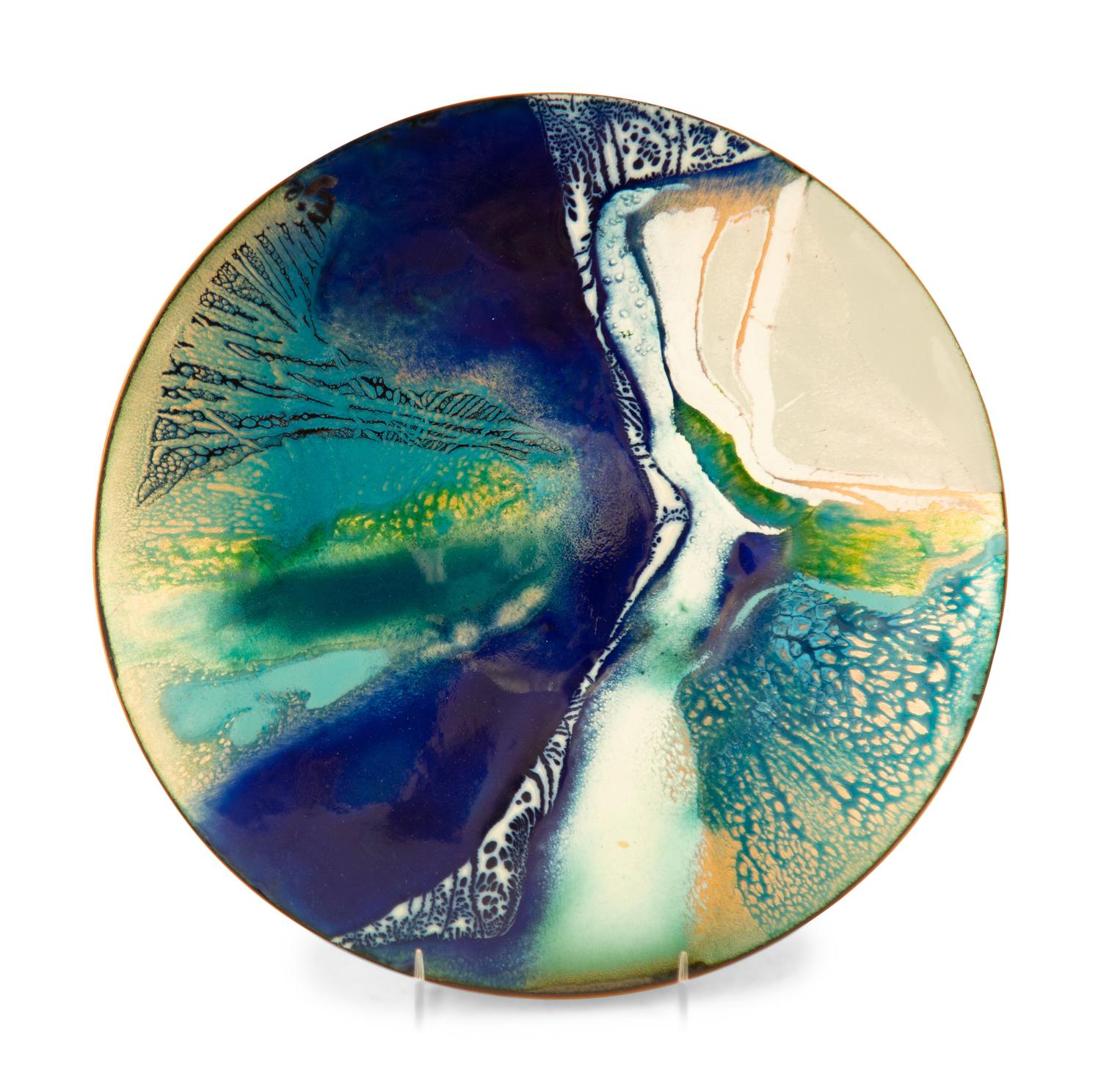 Three Enameled Copper Plates by Bodil Eje (Danish, 20th Century)