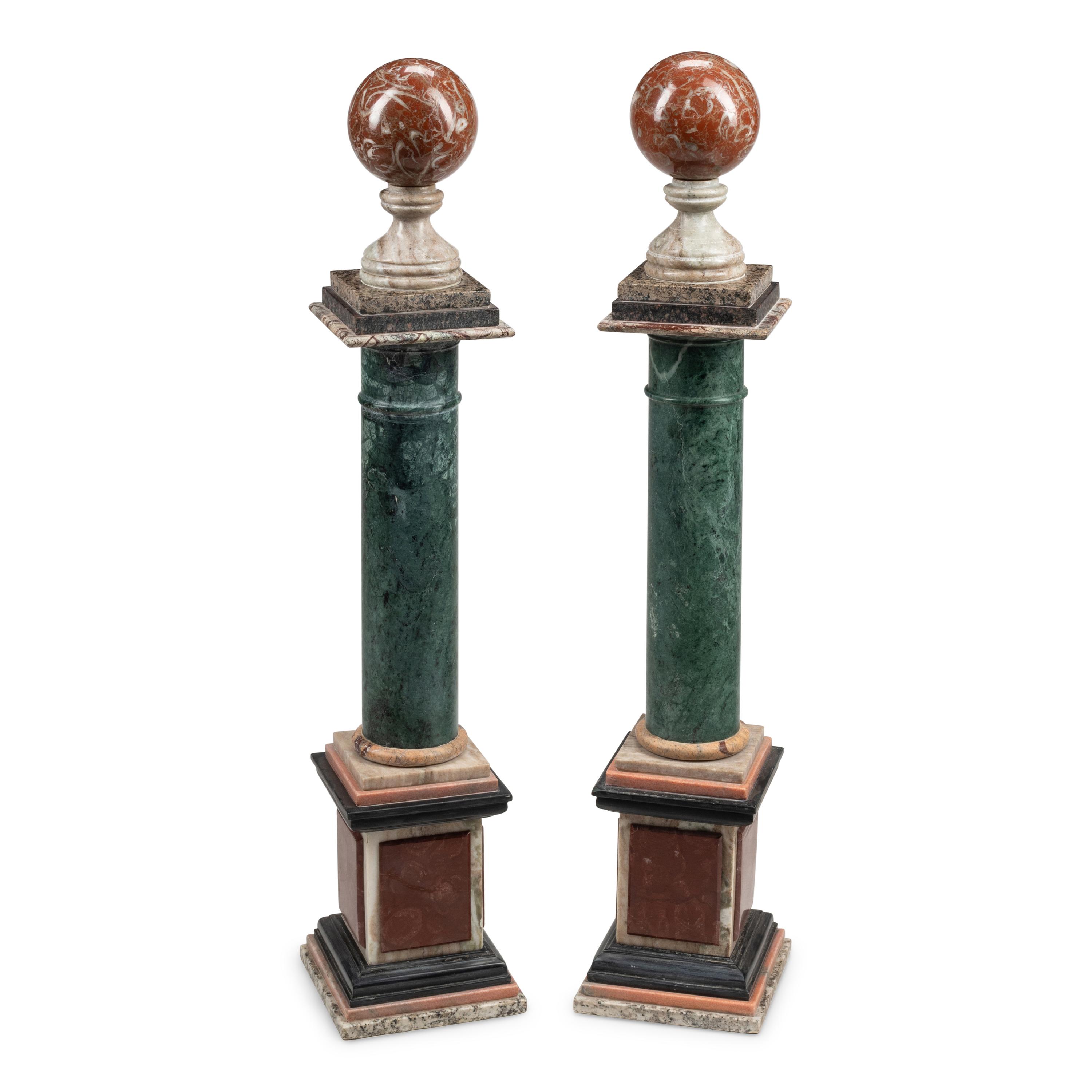 A Pair of Italian Grand Tour Style Marble Column Ornaments