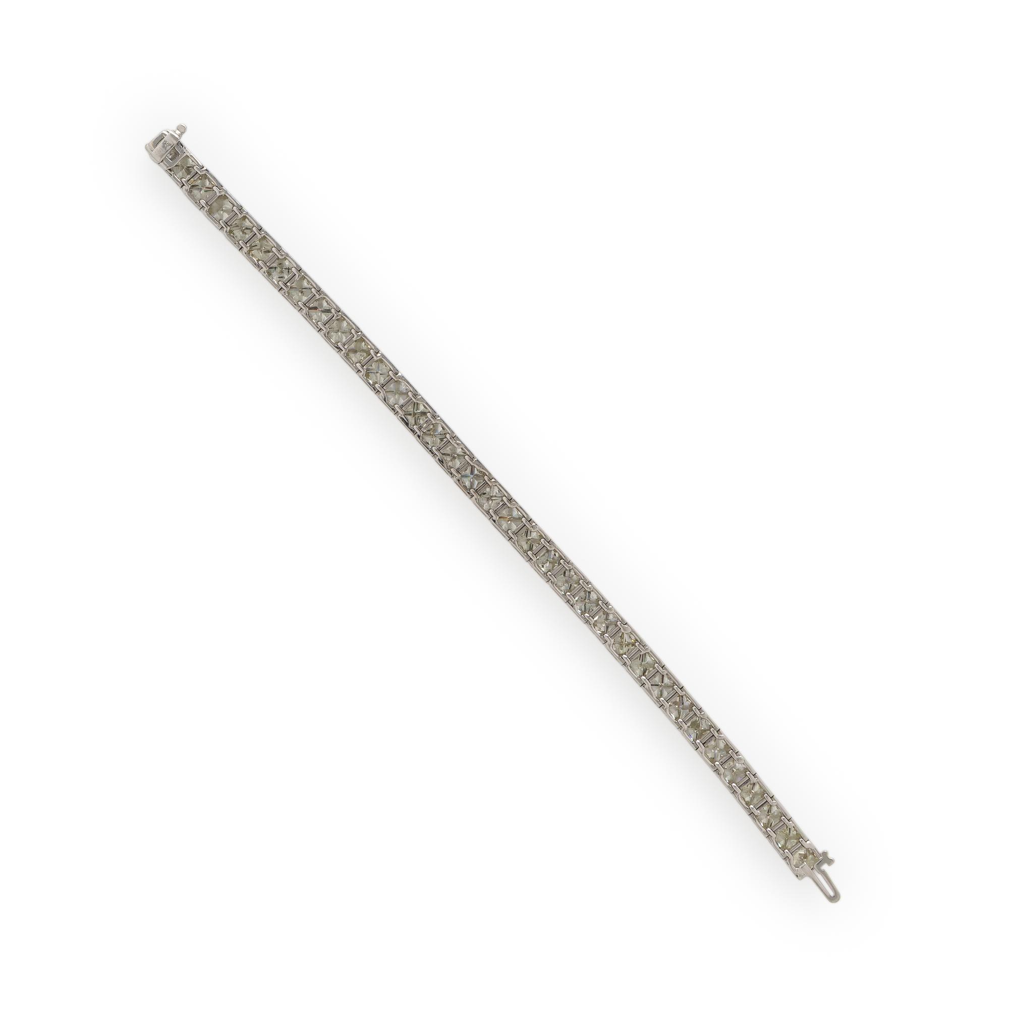 Diamond and White Gold Line Bracelet