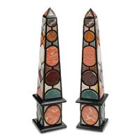 A Pair of Large Italian Specimen Marble Obelisks