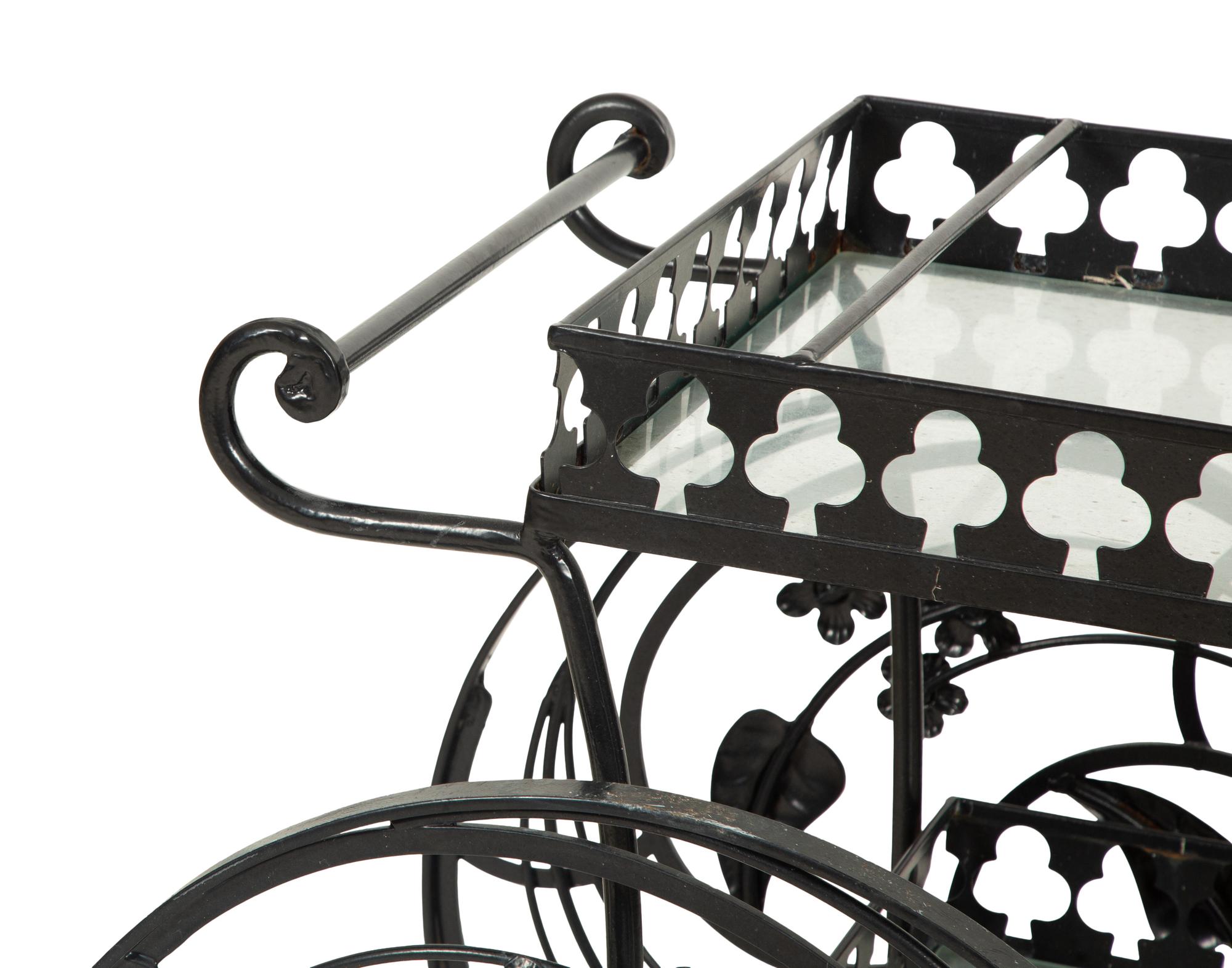 A Salterini Palm Springs Pattern Iron Bar Cart