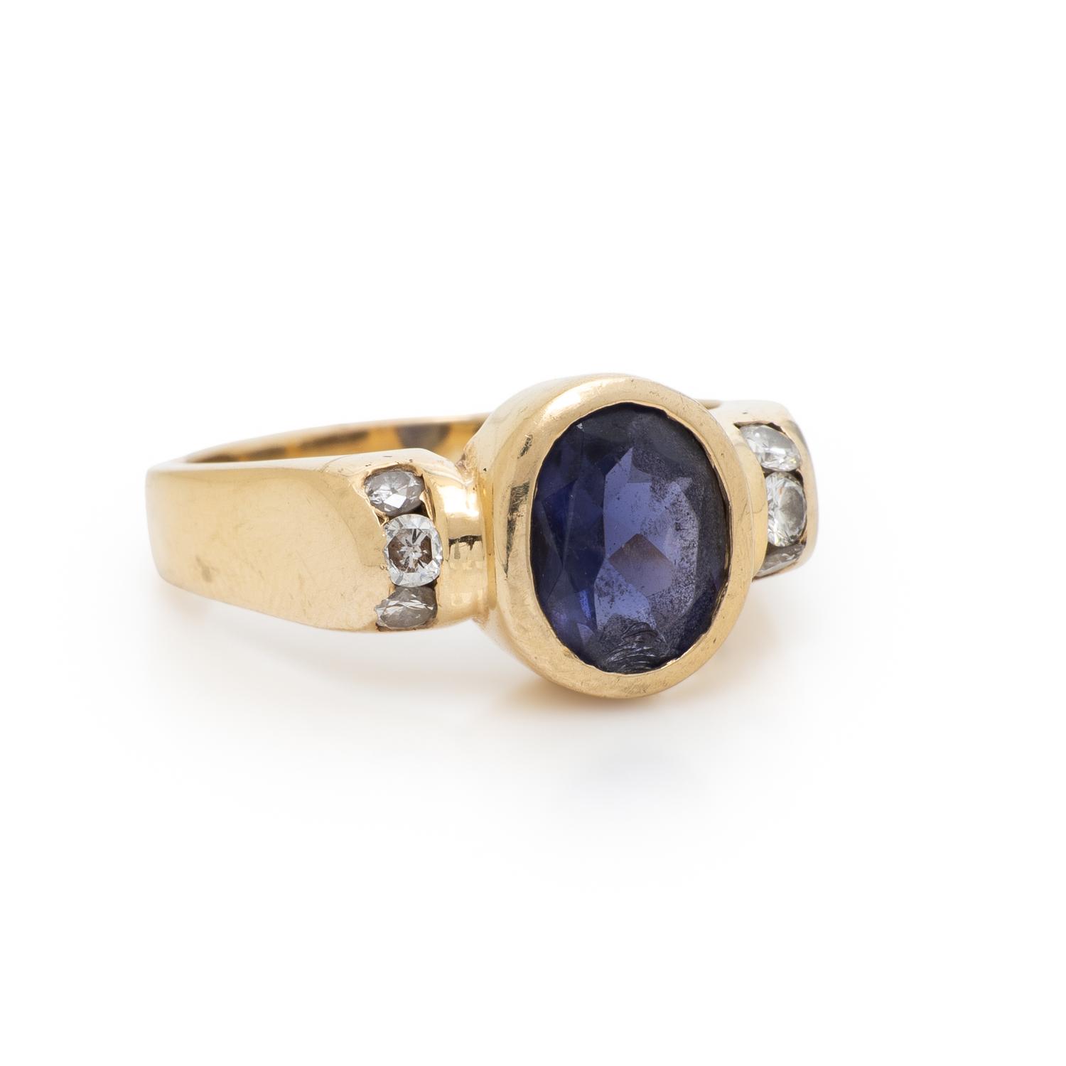 IOLITE AND DIAMOND RING