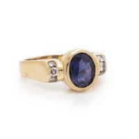 IOLITE AND DIAMOND RING