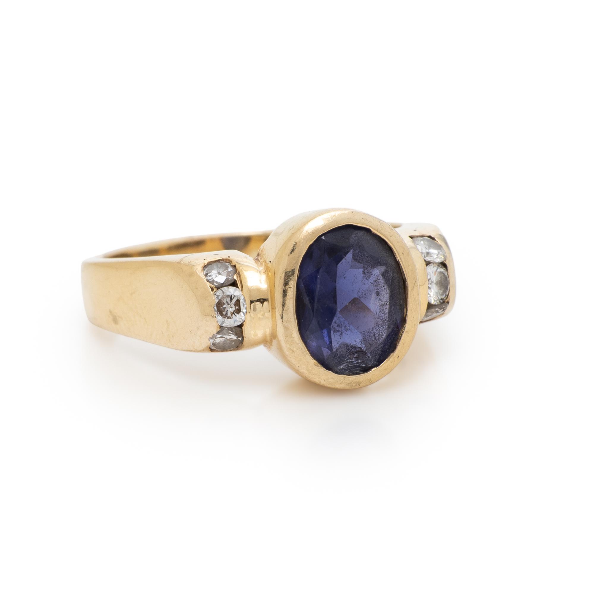 IOLITE AND DIAMOND RING