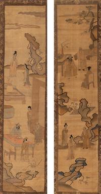 Two Kesi Woven Silk 'Figure' Panels