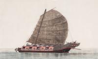 A Set of Eight Chinese Export Pith Paintings, Late Qing Dynasty 清晚期 通草畫船隻圖鏡框八幅
