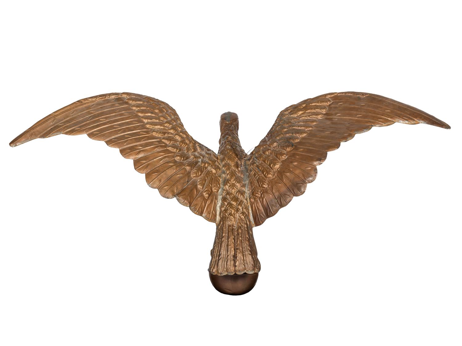 A Molded Copper and Zinc Gilt Eagle Weathervane